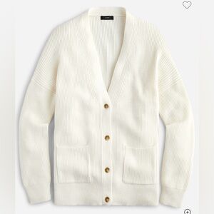 J. Crew Ivory V-neck Cotton Cashmere Blend Cardigan - S